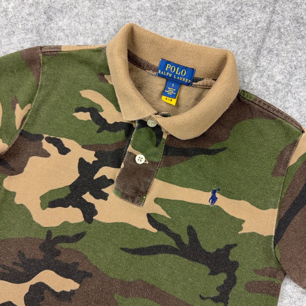Polo Ralph Lauren Shirt Boys 7 Camouflage Cotton Short Sleeve Pony Logo Camo
